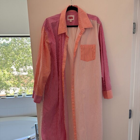 Solid & Striped, The Oxford Maxi Shirt Dress (Pink / Orange) - Picture 1 of 2